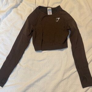 Gymshark Women's Brown Long Sleeve Crop Top